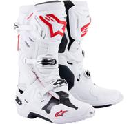 Alpinestars Tech 10 Supervented Bottes de motocross, blanc-rouge, taille 49 50 pour homme