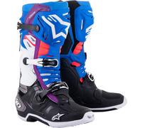 Alpinestars Tech 10 Supervented Bottes de motocross, noir-blanc-bleu, taille 43 pour homme