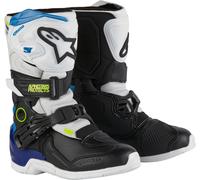 Alpinestars Tech 3S Bottes de motocross pour enfants, Blanc/Noir/Bleu, Taille 33