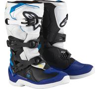 Alpinestars Tech 3S Bottes de motocross pour jeunes, Blanc/Noir/Bleu, Taille 8 (42)