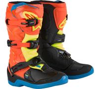 Alpinestars Tech 3S Bottes de motocross pour jeunes, orange/bleu/jaune, Taille 4 (37)