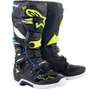 Alpinestars Tech 7 Bottes de motocross, noir-bleu-jaune, taille 49 50 pour homme