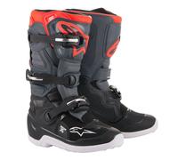 Alpinestars Tech 7S S25, bottes jeunes 8 US Noir/Gris Foncé/Rouge Néon Noir/Gris Foncé/Rouge Néon