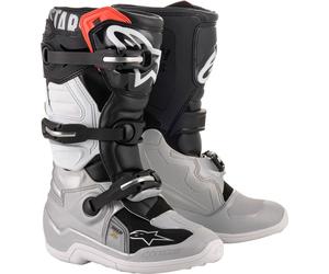 Alpinestars Tech 7S, bottes jeunes 4 US Noir/Argent/Blanc/Or Noir/Argent/Blanc/Or