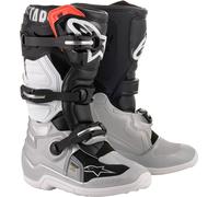 Alpinestars Tech 7S S25, bottes jeunes 8 US Noir/Argent/Blanc/Or Noir/Argent/Blanc/Or