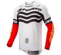 Alpinestars Techstar Deep LTD Maillot de motocross, Noir/Blanc/Rouge/Gris, Taille S