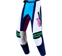 Alpinestars Techstar Maven Pantalon de motocross, Blanc/Bleu/Vert, Taille 32