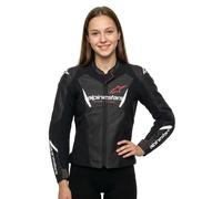 Alpinestars Veste moto cuir femme Stella Faster V3 Noir/Blanc/Rose/Orange Taille 42