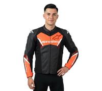 Alpinestars Blouson de moto en cuir Faster V3 Noir/Rouge Taille 50 Homme