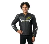 Alpinestars Blouson de moto Faster V3 Airflow – cuir/textile perforé – noir/jaune Taille 50