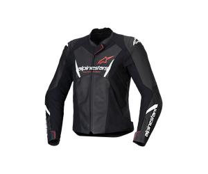 Alpinestars Veste En Cuir Stella Faster V3 Black White Fluo Coral, Taille: 42