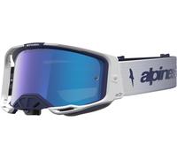 Alpinestars Vision 8 Amber Mirror Lunettes de motocross, Blanc/bleu, Taille unique