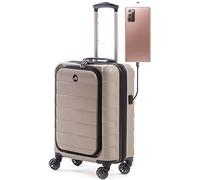 ALPINI Valise Taille Cabine Rigide INOVA-2.0 avec Compartiment pour Ordinateur 16" (55cm) Garantie 2 Ans 100% ABS Port USB (Taupe (Creamy Brown), (Cabine) S - Small - 40L - 55x40x20cm - 2.7kg)