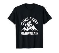 Alpinisme Chat Grimper Every Meowntain T-Shirt Graphique avec Valeur, Homme, Noir, M