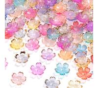 Alpinleux Lot de 100 perles en acrylique en forme de fleur à 5 pétales pour la fabrication de bijoux, perles dorées en forme de fleur de cerisier pour travaux manuels, bracelets (plusieurs couleurs)