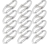 Alpinleux Lot de 12 clips de fermeture éclair antivol à double ouverture pour sacs à dos, camping, valises (argenté)