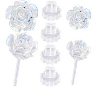 Alpinleux Lot de 2 paires de boucles d'oreilles en plastique blanc 3D rose coloré pour femme, boucles d'oreilles élégantes en plastique pour oreilles sensibles, boucles d'oreilles transparentes pour