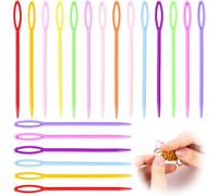 Alpinleux Lot de 20 aiguilles à fil de 8,9 cm, enfile-aiguilles pour couture à la main, aiguille à tapisserie en plastique, aiguille à crochet à gros chas, aiguilles à repriser pour fil, couture