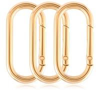 Alpinleux Lot de 3 anneaux à ressort ovales en métal robuste pour porte-clés, fermoir à boucle, sac à dos, clés, sangle de sac - Doré