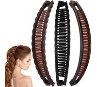 Alpinleux Lot de 3 pinces à cheveux banane pour femme, grands peignes à cheveux, pinces à cheveux bananes brillantes pour cheveux longs, courts, épais et fins (3 styles)