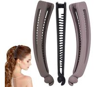 Alpinleux Lot de 3 pinces à cheveux banane pour femme, grands peignes doubles, accessoires de cheveux pour cheveux longs, courts, épais et fins (violet, marron, noir)