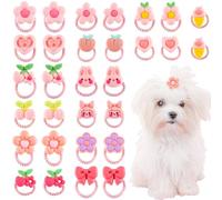 Alpinleux Lot de 30 nœuds mignons pour chien avec bandes en caoutchouc, nœuds pour chien de petite taille, accessoires pour poils de chien, style mélangé, faits à la main pour Yorkshire, maltais, shih