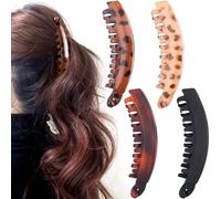 Alpinleux Lot de 4 pinces à cheveux banane pour femme, grande pince banane pour cheveux épais et fins, accessoires pour cheveux (noir, marron, ambre crème, café ambré)