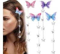 Alpinleux Lot de 8 barrettes à cheveux en forme de papillon pour Saint-Valentin, mariage, bal, anniversaire (bleu, violet, rose)