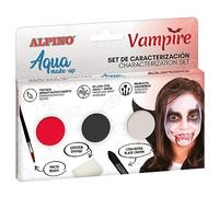Alpino Aqua Maquillage Ensemble de caractérisation de Vampire | Maquillage Visage et Corps à Base d'eau | Idéal pour Les Costumes d'enfants et d'adultes | Couleur Rouge, Blanc et Noir