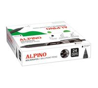 Alpino - Boîte de 24 stylos à bille Dot - Encre noire - Design avec système rétractable - Prise en main douce et antidérapante - Pointe de 1 mm - Encre de haute qualité à séchage rapide