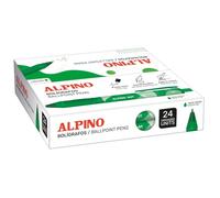 Alpino - Boîte de 24 stylos à bille Dot - Encre verte - Design emblématique avec système rétractable - Prise en main douce et antidérapante - Pointe de 1 mm - Encre de haute qualité à séchage rapide