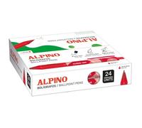 Alpino - Boîte de 24 stylos à pointe - Encre rouge | Prise en main douce et antidérapante | Pointe de 1 mm pour écriture fluide et précise | Encre de haute qualité à séchage rapide