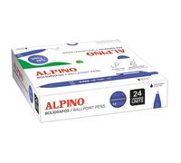 Alpino Boîte de 24 stylos Soft Touch - Encre bleue | Écriture douce avec poignée antidérapante, pointe de 1 mm, design ergonomique et fonctionnel | Encre de haute qualité à séchage rapide