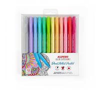 Alpino Color Experience 12 Marqueurs Dual Artist couleurs pastel | Marqueurs Double Pointe: Pointe Pinceau et Pointe Fine | Marqueurs pour Mandalas et Lettering | Marqueurs couleurs pastel