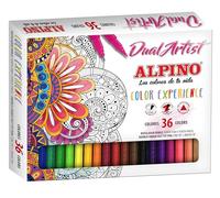 Alpino Color Experience 36 Marqueurs Dual Artist | Double pointe : pointe pinceau et pointe fine | pour les commandes et la lettration | Kit de marqueurs