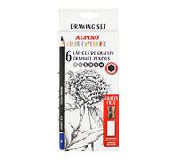 Alpino Color Experience 6 crayons graphite pour dessin artistique + taille-crayon + gomme | crayons professionnels de dessin | crayons à offrir