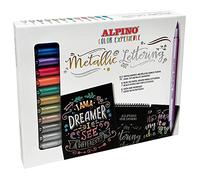 Alpino Color Experience Kit Metallic Lettering | Marqueurs Métalliques Lettering | Marqueurs Double Pointe pour Lettering | Lettering et Calligraphie