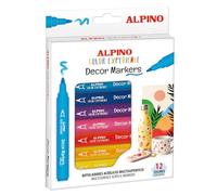 Alpino Decor Marker Color Experience - Étui de 12 feutres multi-surfaces - Pointe pinceau, idéal pour travaux manuels et lettering