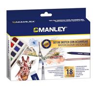 Alpino Ensemble complet d'aquarelles pour dessiner | Comprend des aquarelles 12 couleurs, un feutre fin, un crayon gomme, un pinceau réservoir et un guide pour apprendre à dessiner.