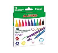 Alpino - Étui de 12 feutres Brush | Marqueurs super lavables | Feutres Lettering pour enfants | Marqueurs pointe pinceau 3,8 mm | Longue durée et résistance