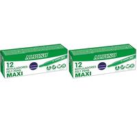 Alpino - Étui de 12 feutres maxi bleu foncé | Marqueurs super lavables pour enfants | Marqueurs super brillants scolaires | Pointe épaisse 5,7 mm | Longue durée et résistance (Lot de 2)