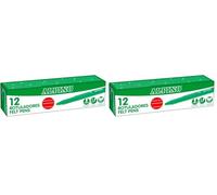 Alpino - Étui de 12 feutres Stand. Rouge | Marqueurs lavables pour enfants | Marqueurs brillants | Idéal pour l'école | Pointe en fibre super résistante et encre sûre à base d'eau (Lot de 2)