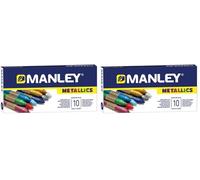 Alpino Manley Metallics - Lot de 20 crayons de cire brillants | Couleurs mélangables d'une grande douceur et luminosité | Haute résistance à la lumière | Convient à tous les types de surfaces poreuses
