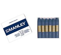 Manley ULTRAMAR Colour Wax Crayons (18) | Jeu d'une seule couleur 12 unités | Crayons de cire de couleur professionnels | Jeu de crayons de cire doux et moelleux | Peut être mélangé | Etui amovible