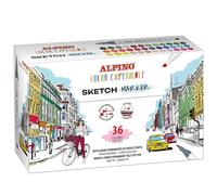 Alpino Marqueurs artistiques permanents à base d'alcool | Parfait pour Manga, Comic, design et illustrateurs | 36 couleurs | Double pointe : pointe fine de 1 mm ; pointe biseautée de 6 mm.