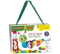 Alpino Marqueurs Baby à 6 Points | Marqueurs de Peinture à Points pour bébés| 6 Couleurs Vives | Contient 5 Cartes d'animaux à Peindre | Pointe éponge | Aide à Prendre Le contrôle du Mouvement