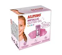 Alpino Metallic Glitter Gel Fiesta Rose Format Unicolor 6pcs | Gel paillettes métallisé avec base de couleur rose| Purpurine liquide | Maquillage liquide pour le visage de fête