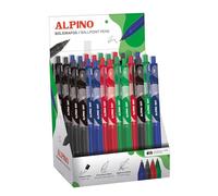 Alpino - Présentoir de 24 stylos Dot - Couleurs assorties | Prise en main douce et antidérapante | Pointe de 1 mm pour écriture fluide et précise | Encre de haute qualité et séchage rapide