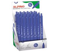 Alpino - Présentoir de 24 stylos Soft Touch | Couleurs variées avec poignée antidérapante et toucher doux | Pointe de 1 mm | Encre bleue de haute qualité et séchage rapide | Design fonctionnel