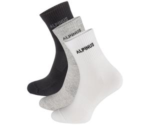 Alpinus Alpamayo 3-Pack Chaussettes Unisexe Randonnée Coton Noir-Gris-Blanc